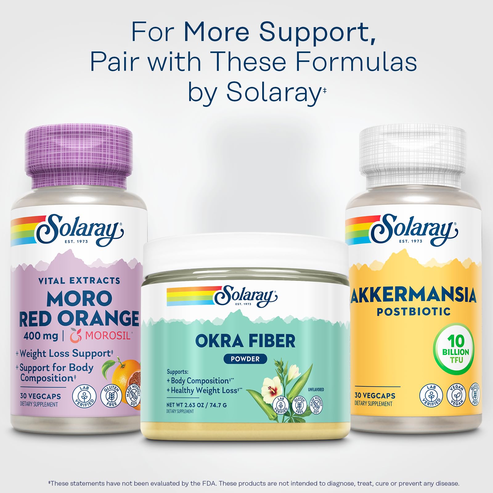 SOLARAY Akk11 bottle features eco-friendly packaging and recycling symbol