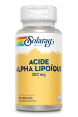 SOLARAY Alpha Lipoic Acid label shows non-GMO and vegan ingredients.