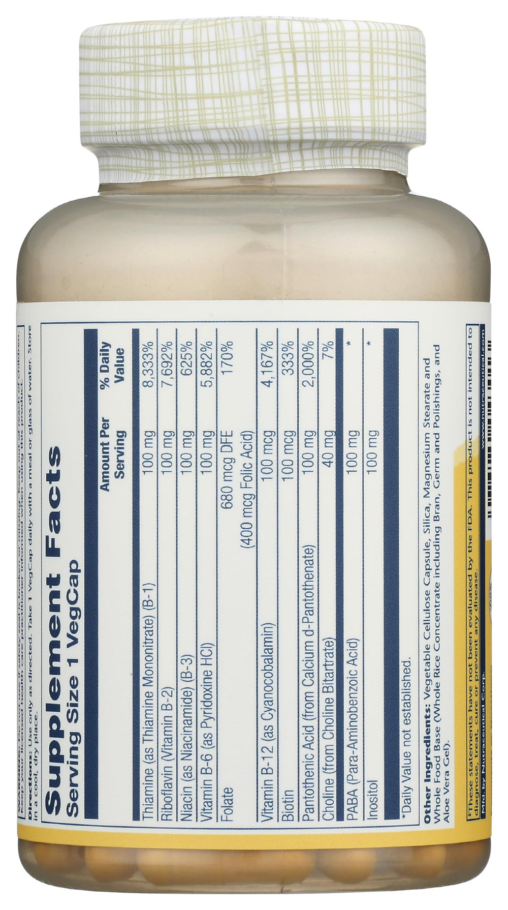 Close-up of SOLARAY B-Complex capsules for easy swallowing and consistency.