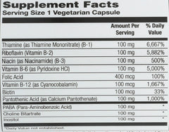 SOLARAY B-Complex label detail showing vitamin amounts and ingredients.