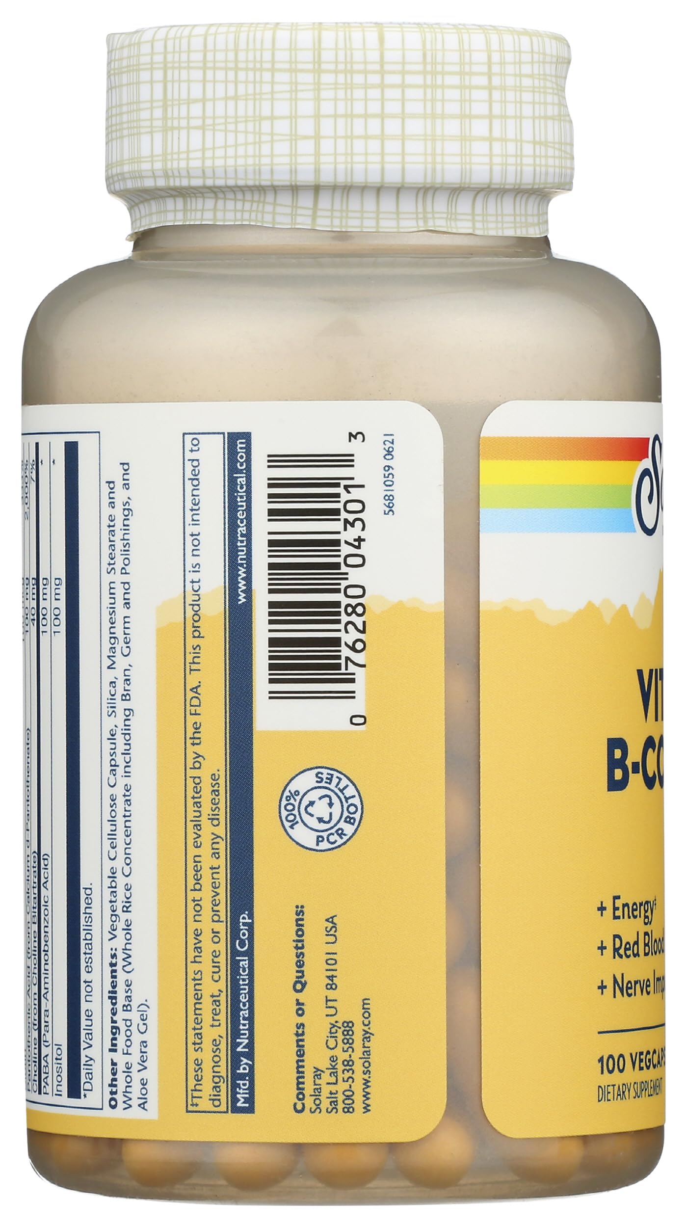 SOLARAY serving size icon confirms one-capsule daily dose.