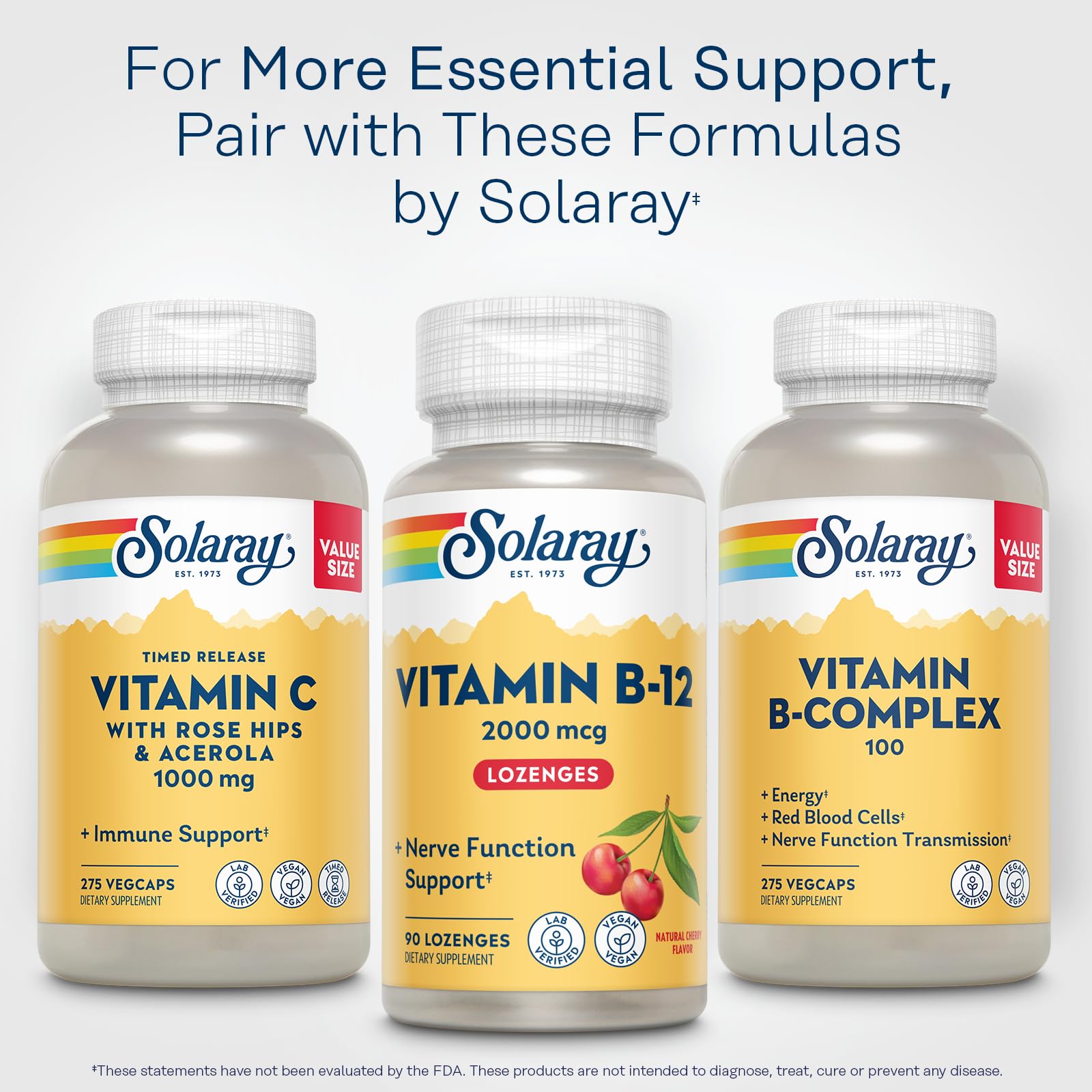 SOLARAY B12 lab verification stamp signals quality and testing.