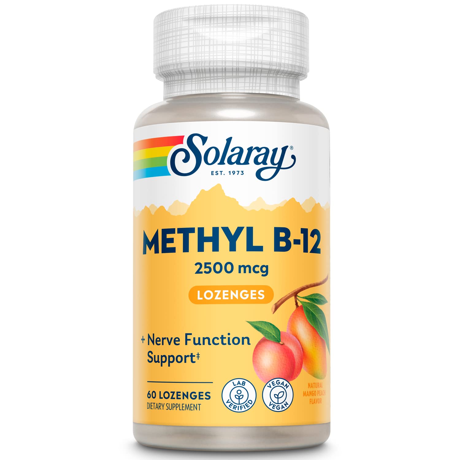 SOLARAY B12 methyl lozenge bottle for convenient daily use