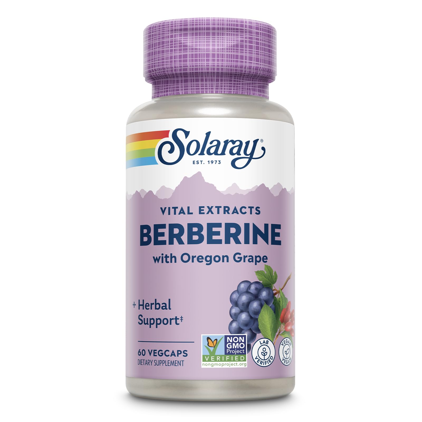 SOLARAY Berberine 250mg bottle for daily wellness support.
