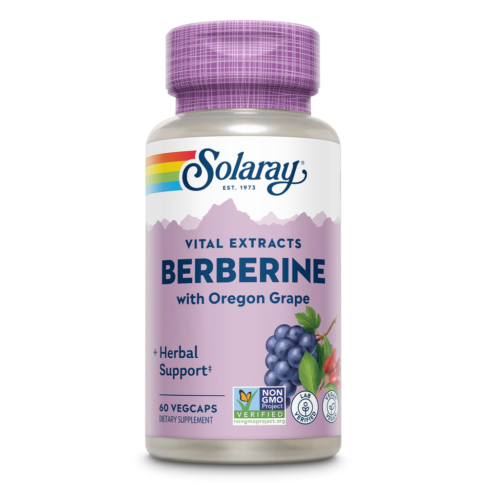 SOLARAY Berberine 250mg bottle for daily wellness support.