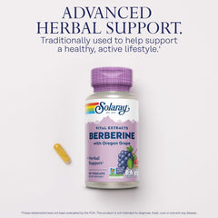 SOLARAY Berberine ingredients label featuring Berberine HCl and Oregon Grape.