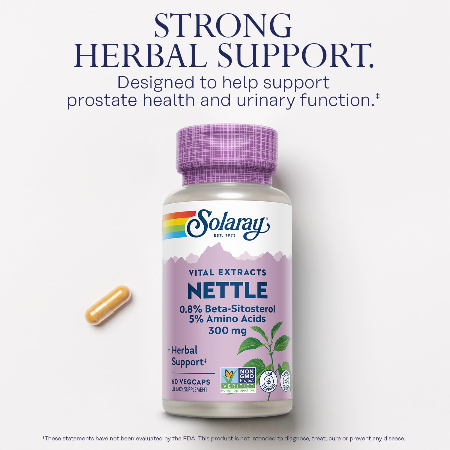 SOLARAY beta-sitosterol per serving highlights potential prostate health benefits.