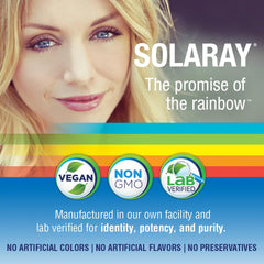 Solaray bilberry and blueberry ingredients shown for antioxidant eye support.