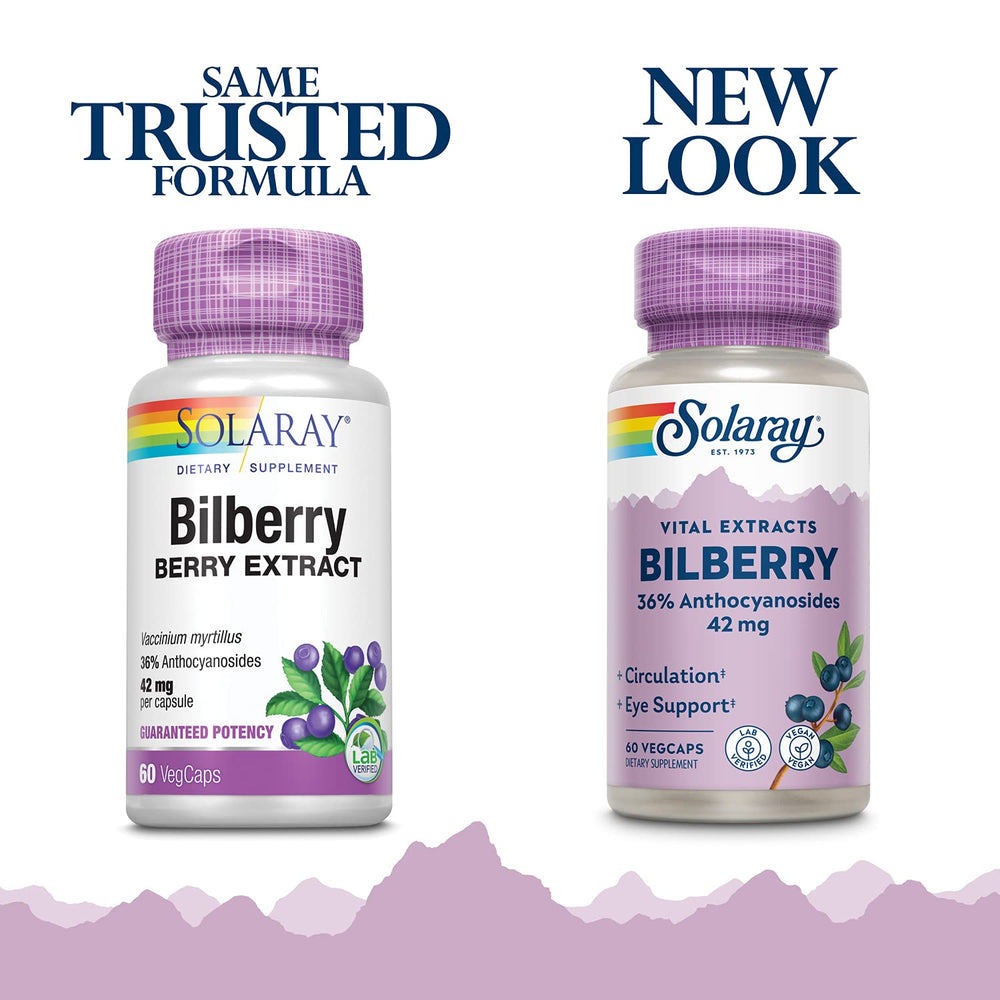 SOLARAY Bilberry Extract capsules ready for daily eye health routine