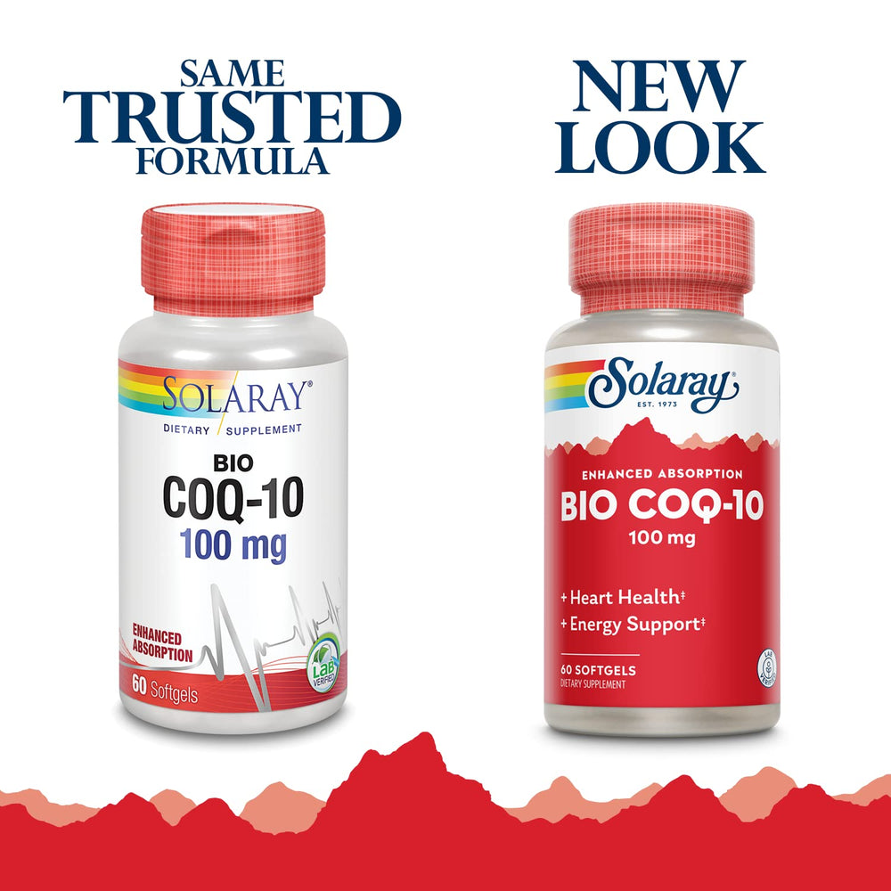 SOLARAY Bio CoQ-10 capsules close-up for easy daily intake.