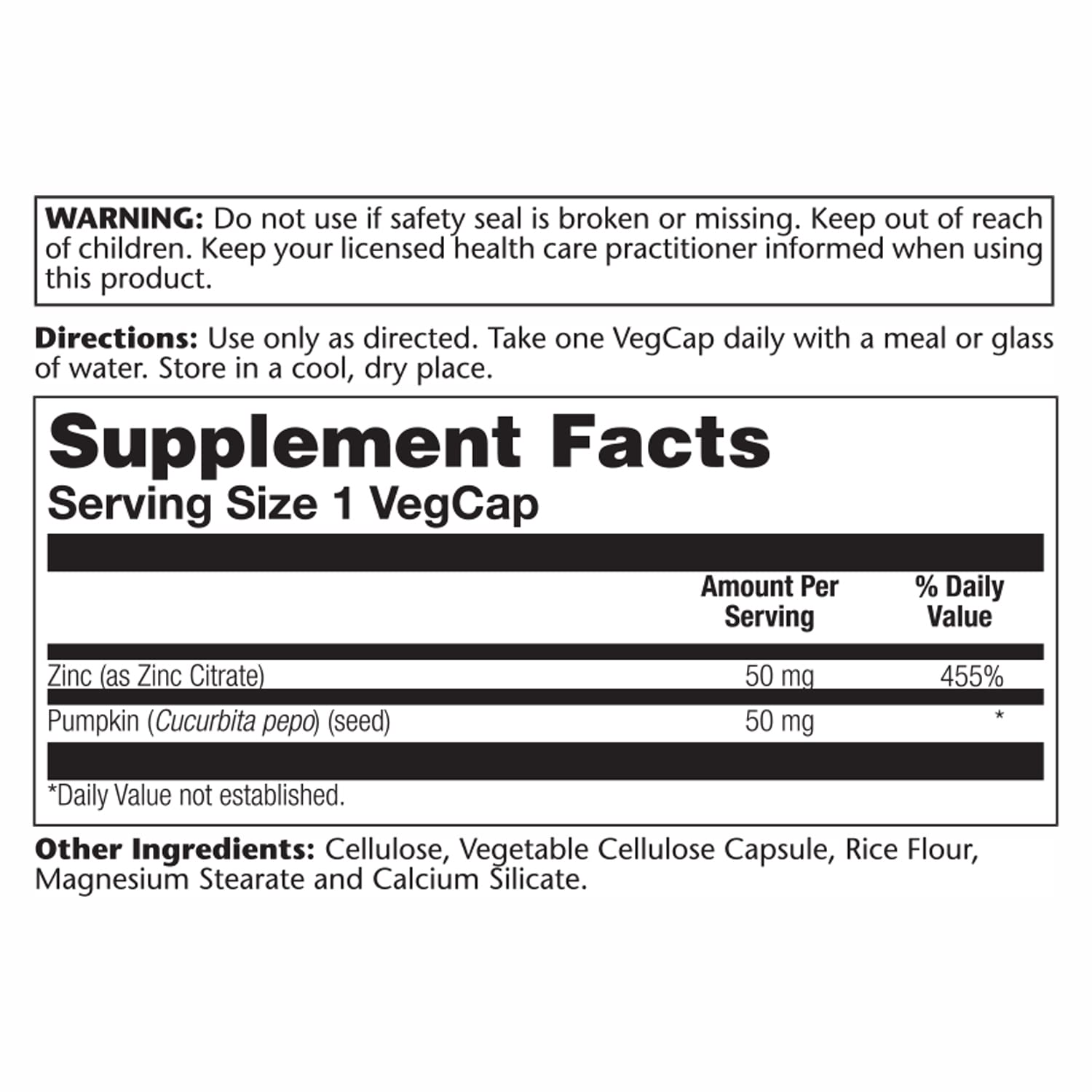 SOLARAY BioCitrate Zinc with pumpkin seeds highlights zinc sources.