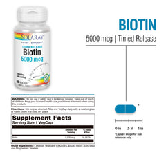Solaray Timed-Release Biotin packaging highlighting two-stage delivery claim.