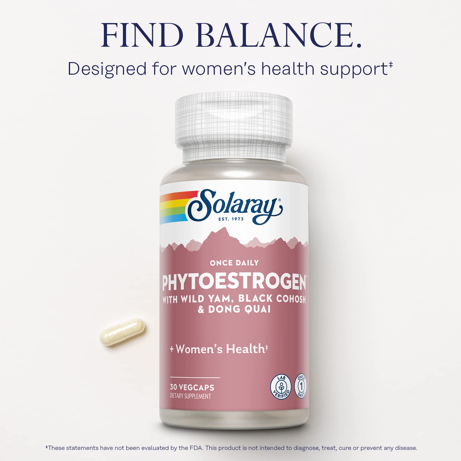 SOLARAY Black Cohosh and Dong Quai ingredients highlighted in the formula.
