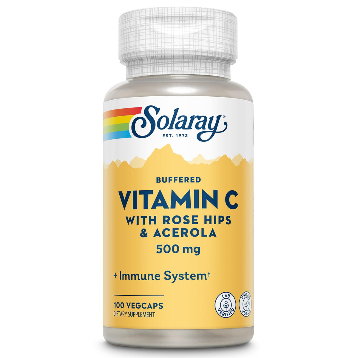 SOLARAY Buffered Vitamin C 500mg bottle for daily wellness