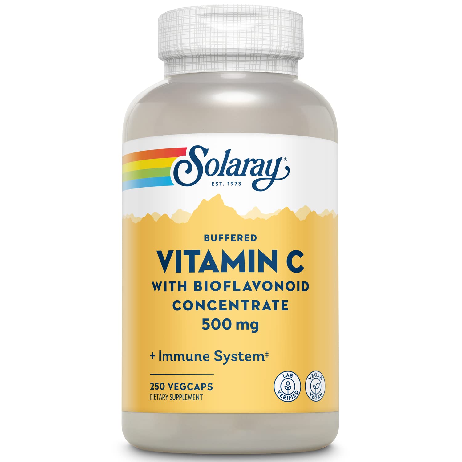 SOLARAY Buffered Vitamin C 500mg bottle—easy-to-digest immune support.