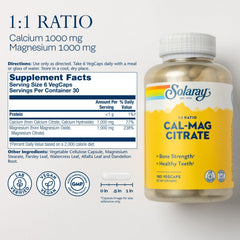 Solaray Cal Mag Citrate label highlights chelated citrate for absorption