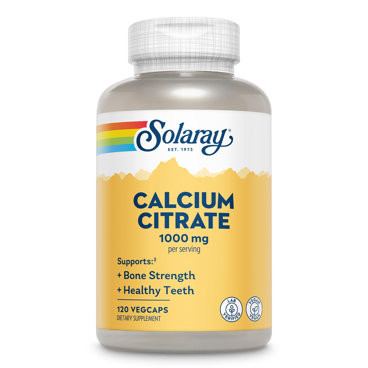 SOLARAY calcio citrato 1000mg en botella para huesos fuertes