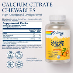 SOLARAY calcium citrate 1000 mg chews, ready for easy daily intake.