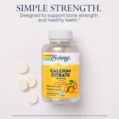 SOLARAY calcium citrate 1000 mg label highlights the chelated formula.