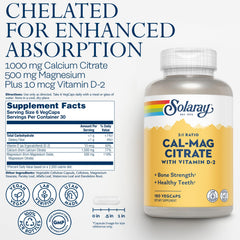 SOLARAY calcium magnesium citrate capsules close-up for daily use