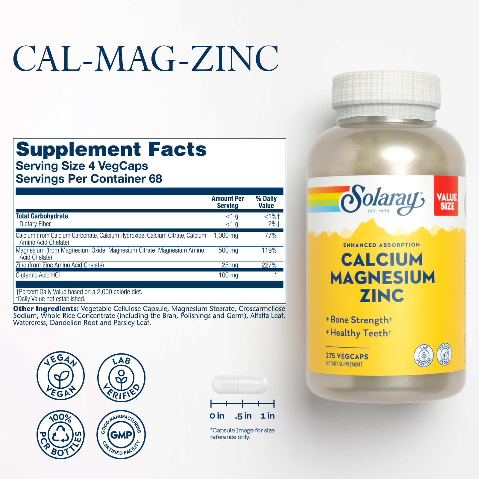 SOLARAY capsules close-up shows vegan capsules for daily mineral intake.