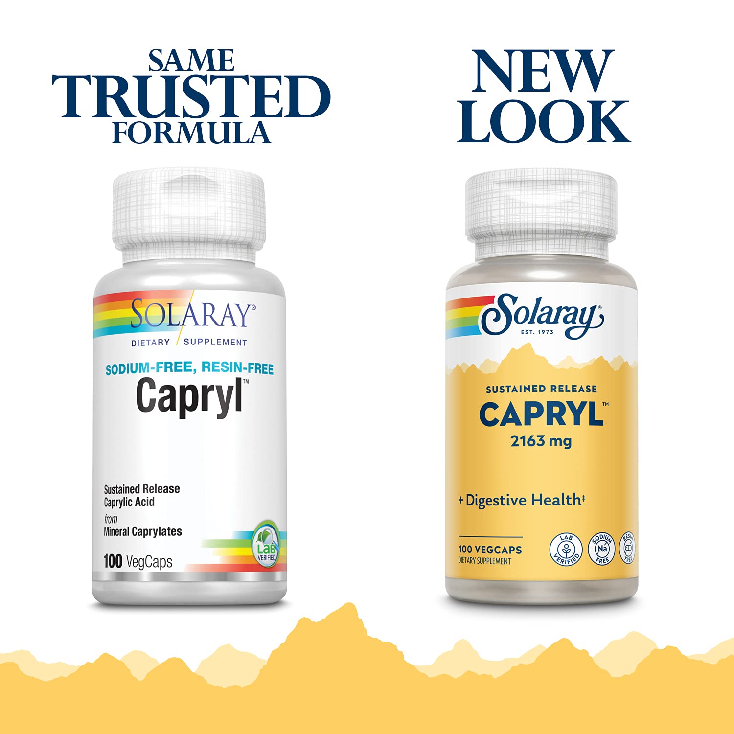 Close-up of SOLARAY Capryl capsules highlighting vegan caprylate formula.