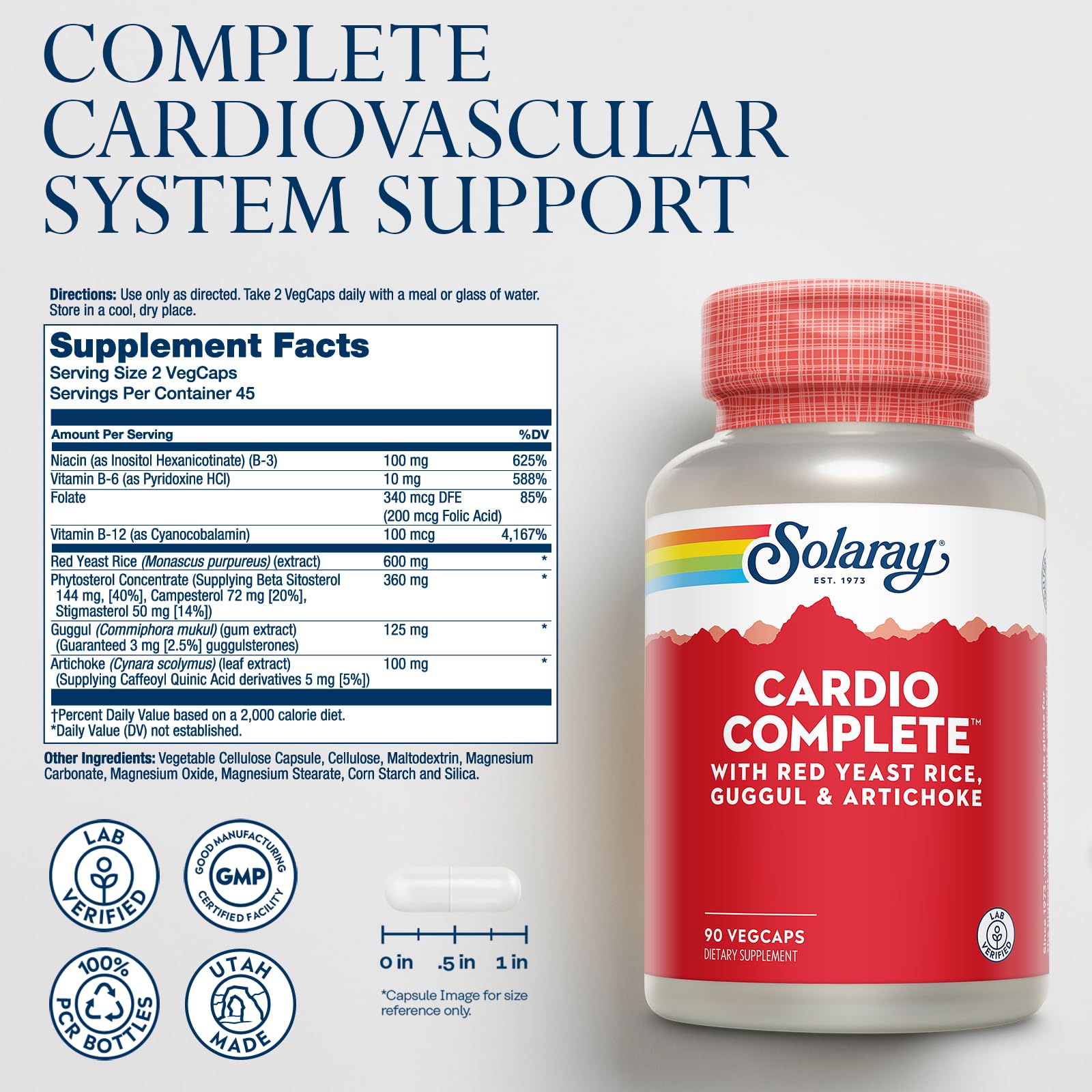 SOLARAY Cardio Complete guggul capsule close-up highlighting traditional herbal support