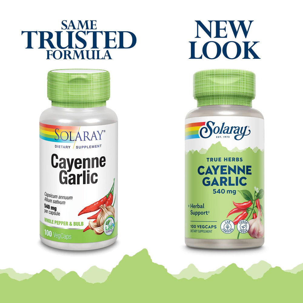 Solaray Cayenne Garlic label notes 40,000 SHU per serving.