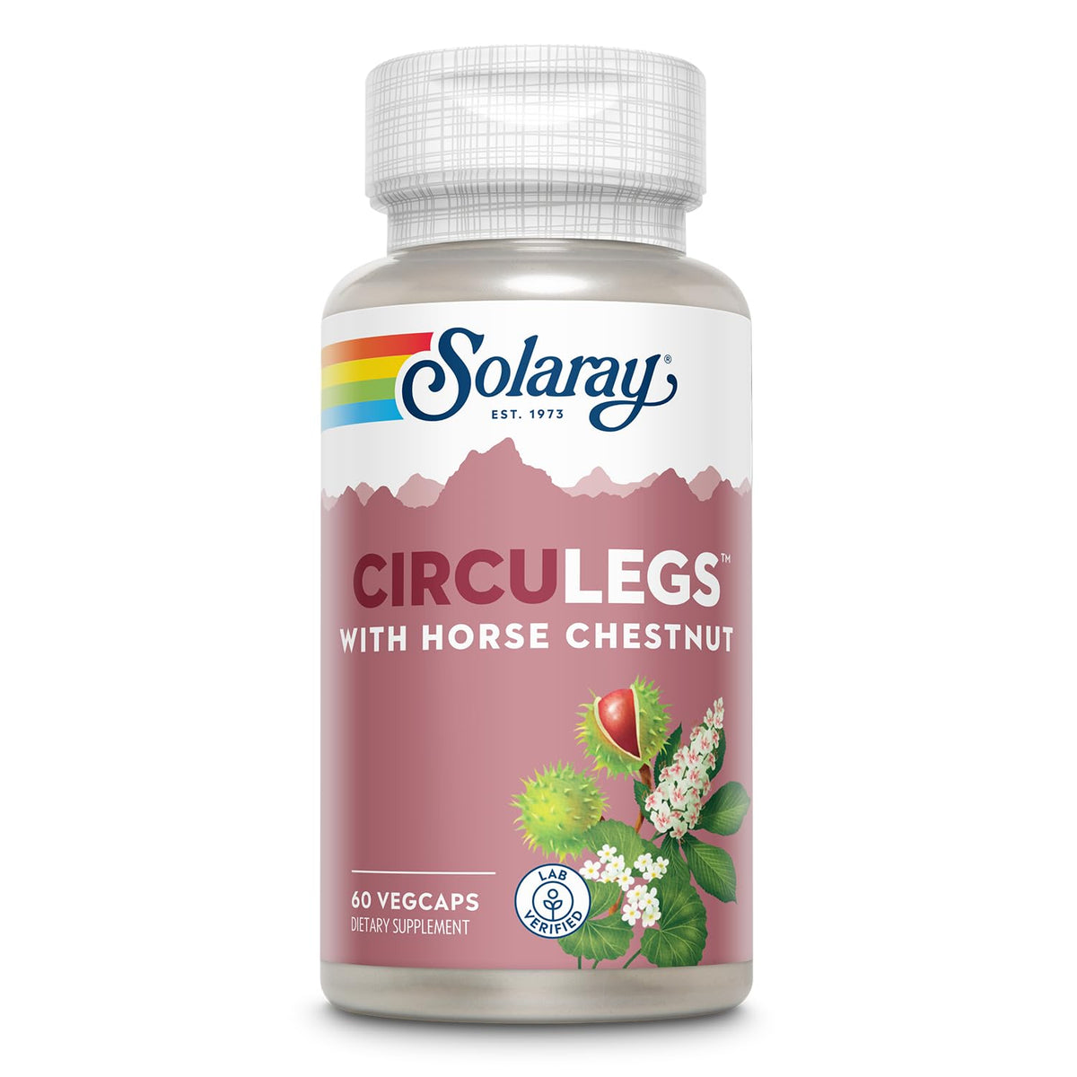 SOLARAY Circulegs bottle and label demonstrate vegan wellness support.