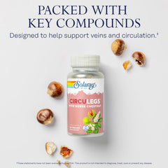 SOLARAY Circulegs horse chestnut extract visual highlighting natural wellness ingredients.