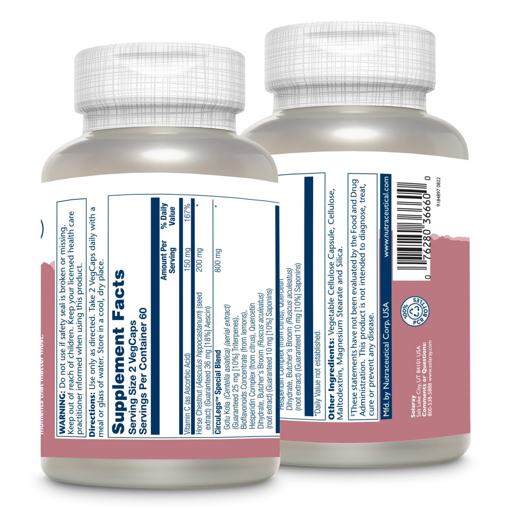 SOLARAY CircuLegs capsules showing Gotu Kola for circulation support