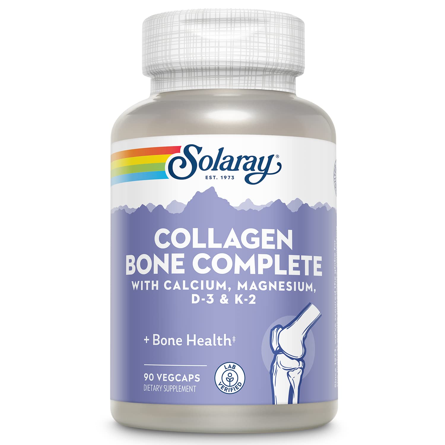 Solaray Collagen Bone Complete bottle label highlighting bone-support formula.