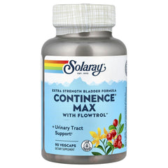 SOLARAY Continence Max Flowtrol bottle shows easy daily use with Veg Cap packaging.