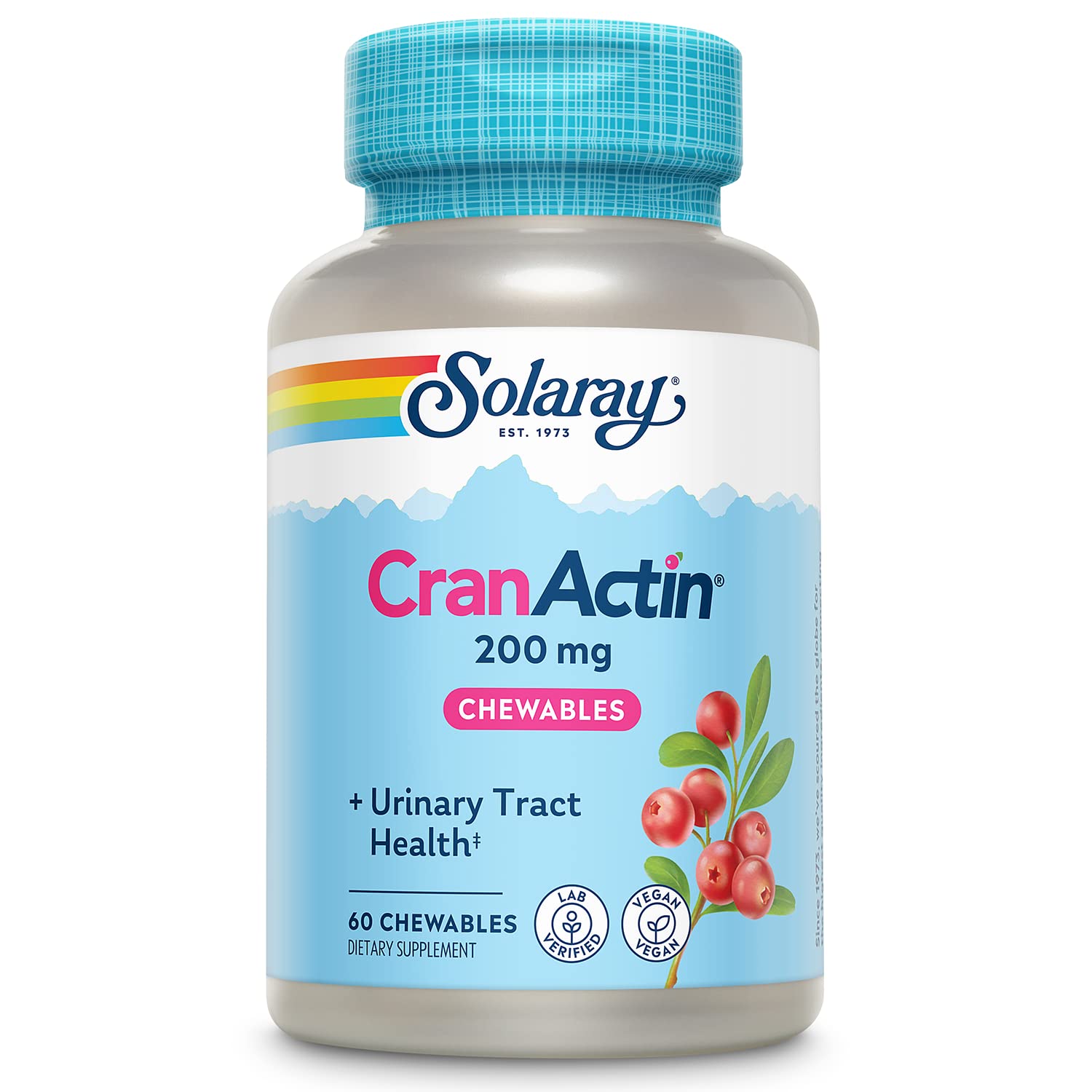 SOLARAY CranActin 200 mg chewables for daily urinary support