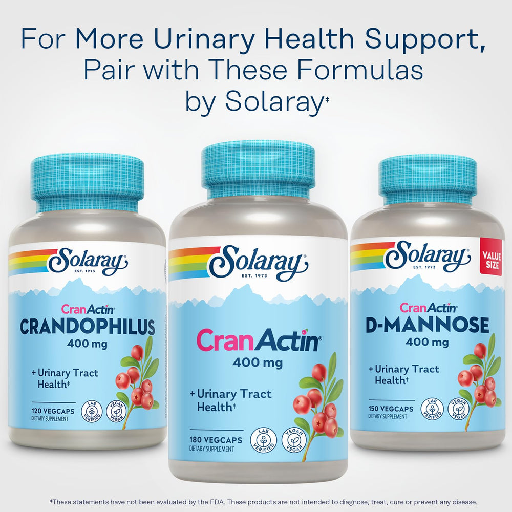 Pouring SOLARAY Cranactin Cranberry AF Extract capsules suggests convenient daily dosage