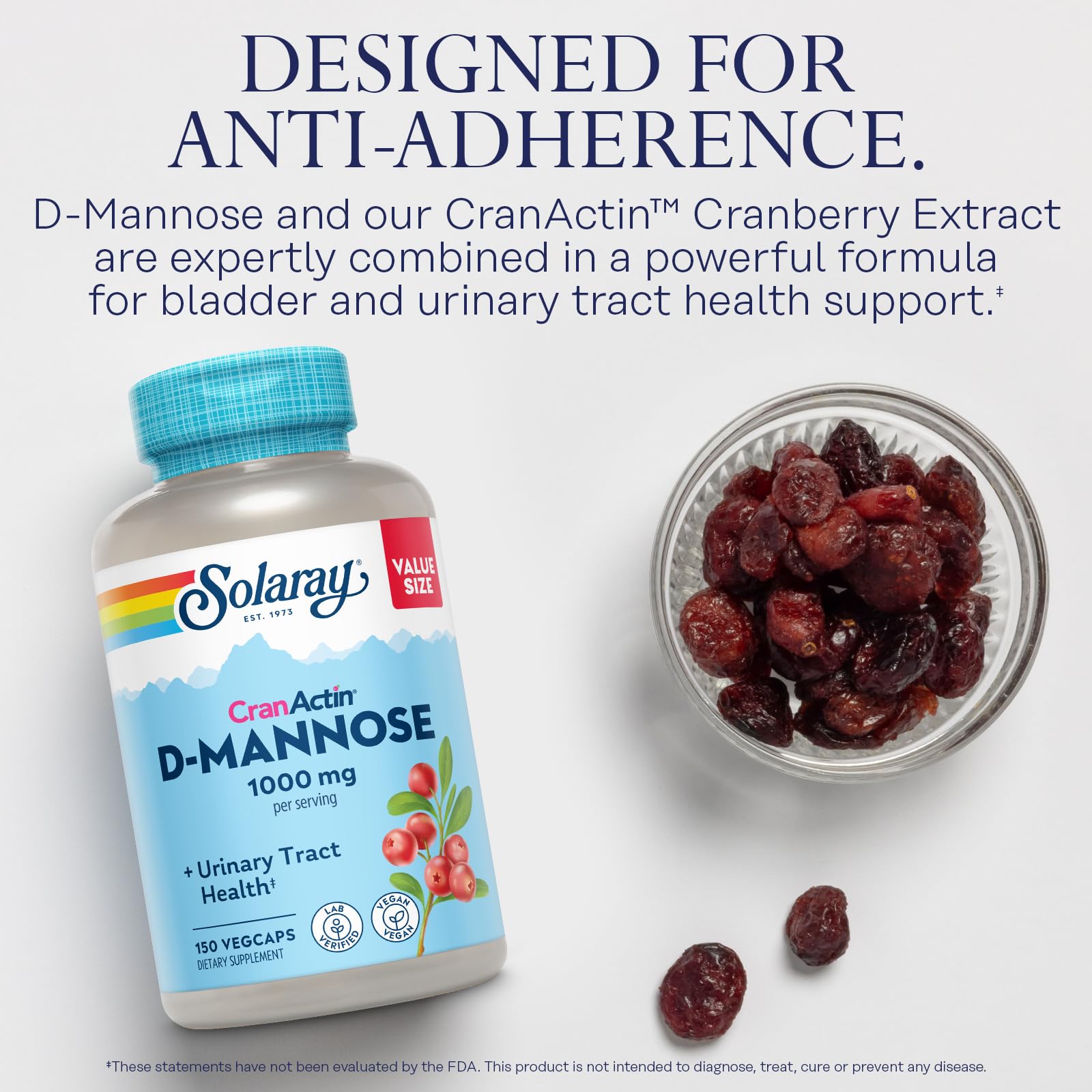Graphic shows CranActin cranberry extract supporting urinary health