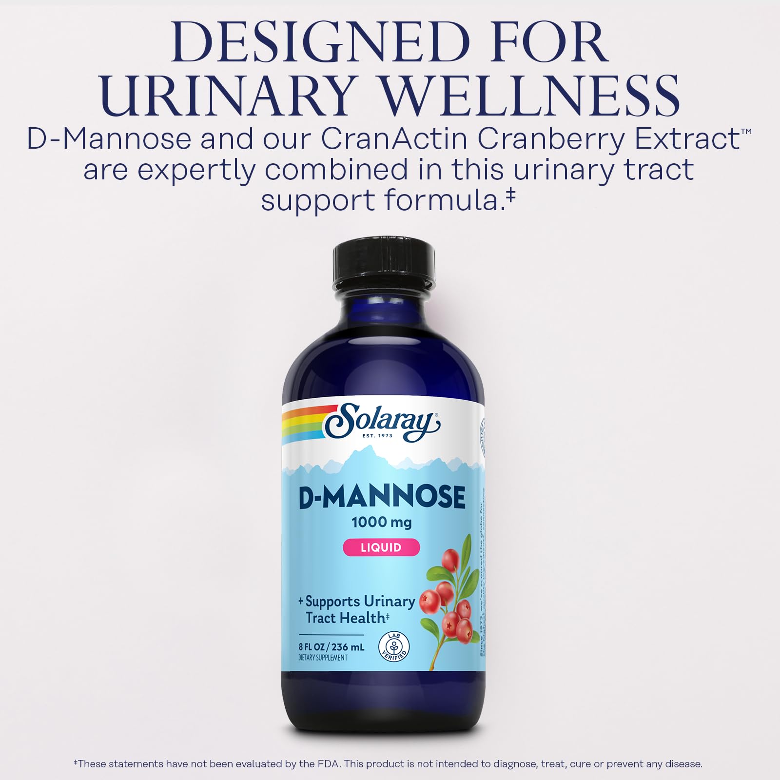 SOLARAY CranActin Cranberry Extract label emphasizes cranberry blend for urinary support.