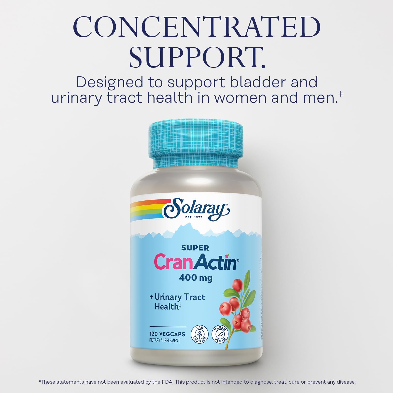 SOLARAY CranActin label on bottle showing vitamin-infused formula.