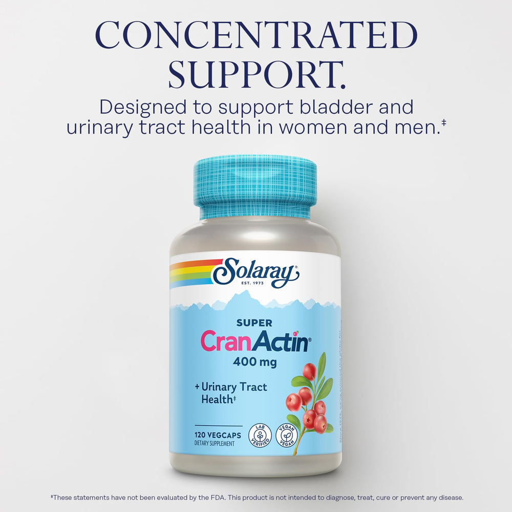 SOLARAY CranActin label on bottle showing vitamin-infused formula.