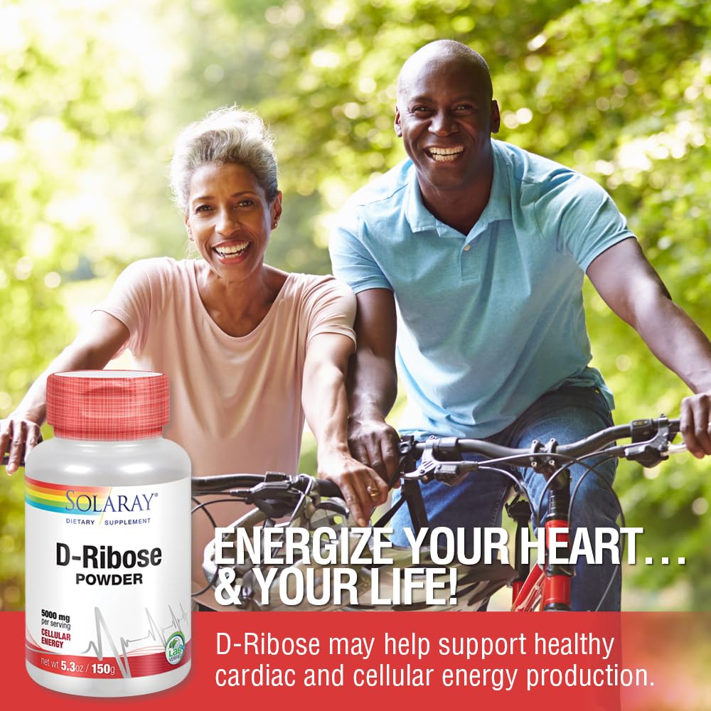 SOLARAY D-Ribose powder label highlights potency and purity.