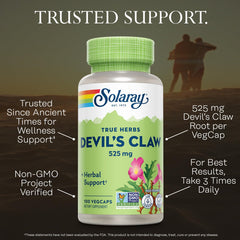 SOLARAY Devils Claw bottle pour supports convenient daily intake