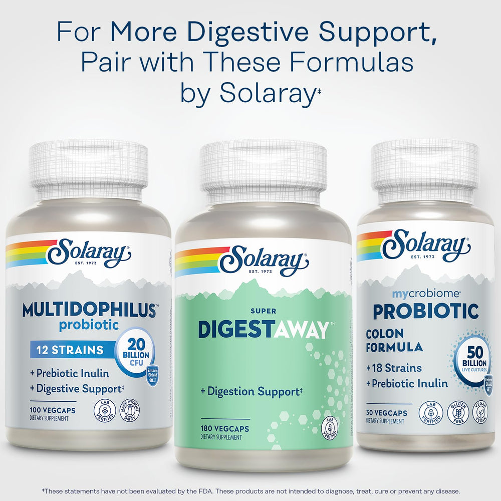SOLARAY lab-verified Digestaway seal indicating quality and purity.