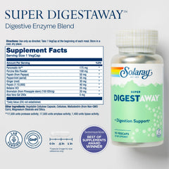 SOLARAY Digestaway pancreatin enzymes highlighting strong digestion support.
