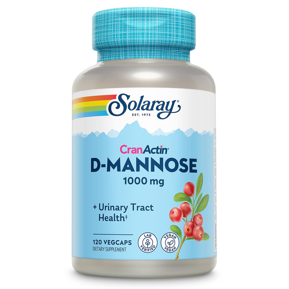 SOLARAY D-Mannose CranActin bottle front showing urinary wellness support