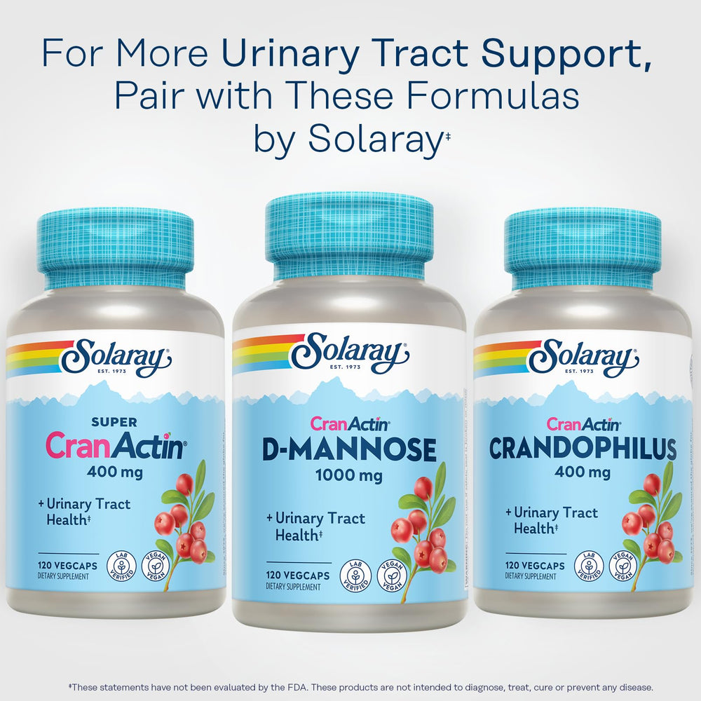 SOLARAY D-Mannose CranActin lifestyle shot promoting vegan urinary wellness