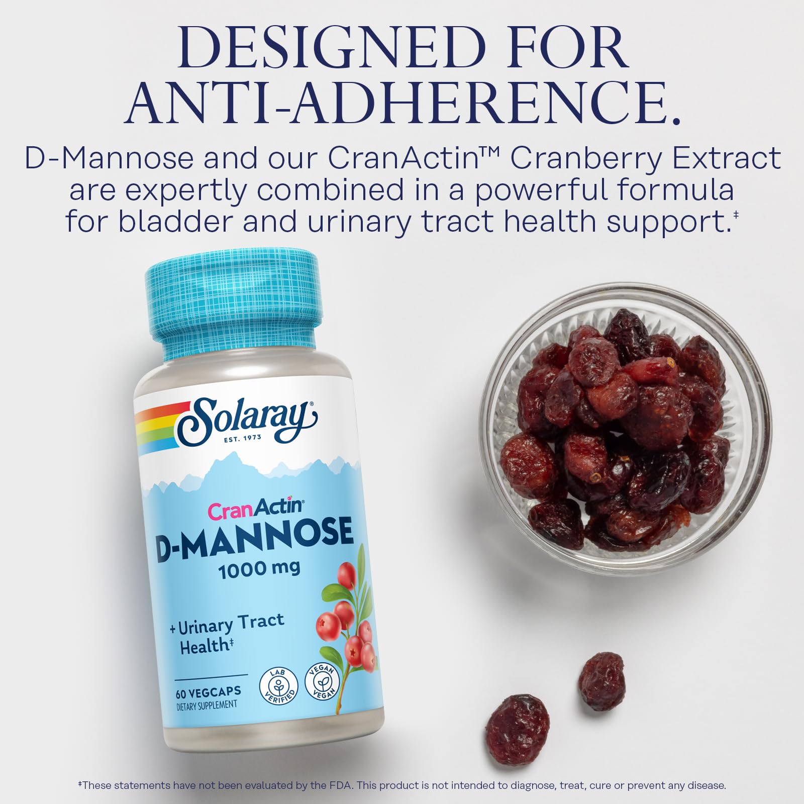 Solaray D-Mannose CranActin Cranberry extract ingredients for urinary support