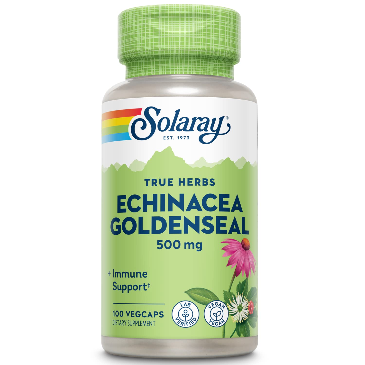 SOLARAY Echinacea and Goldenseal bottle front for daily wellness