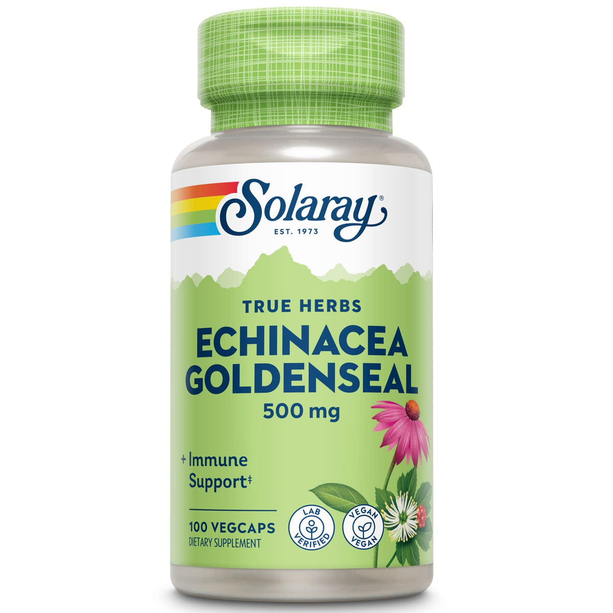 SOLARAY Echinacea and Goldenseal bottle front for daily wellness