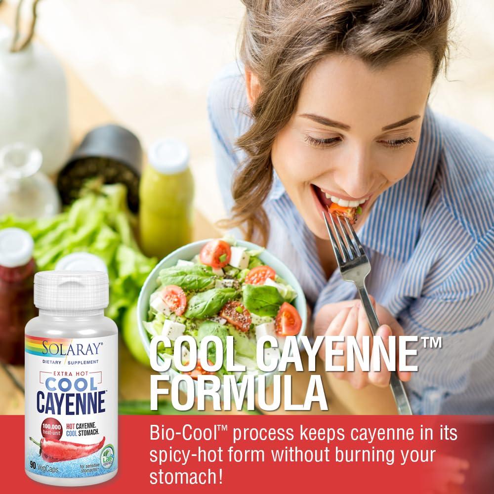 SOLARAY Extra Hot Cool Cayenne bottle pour shot shows easy dosing.