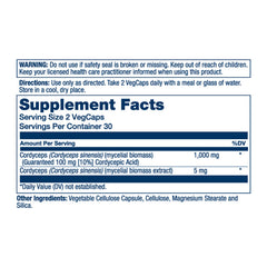 SOLARAY Cordyceps capsules for easy daily intake and sustained stamina